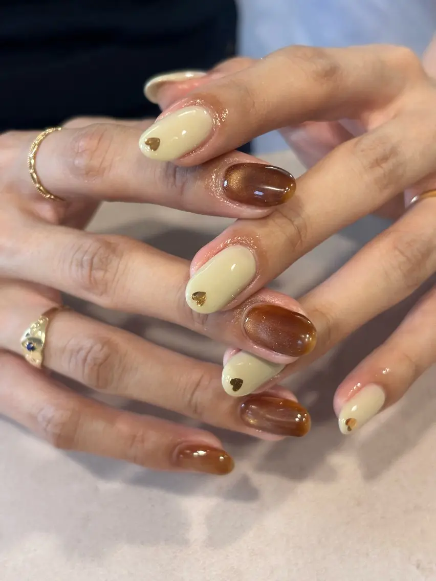 ネイル ハート マグネットネイル ニュアンスネイル シンプルネイル ハンドネイル iconail 下北沢 NONのネイルデザイン