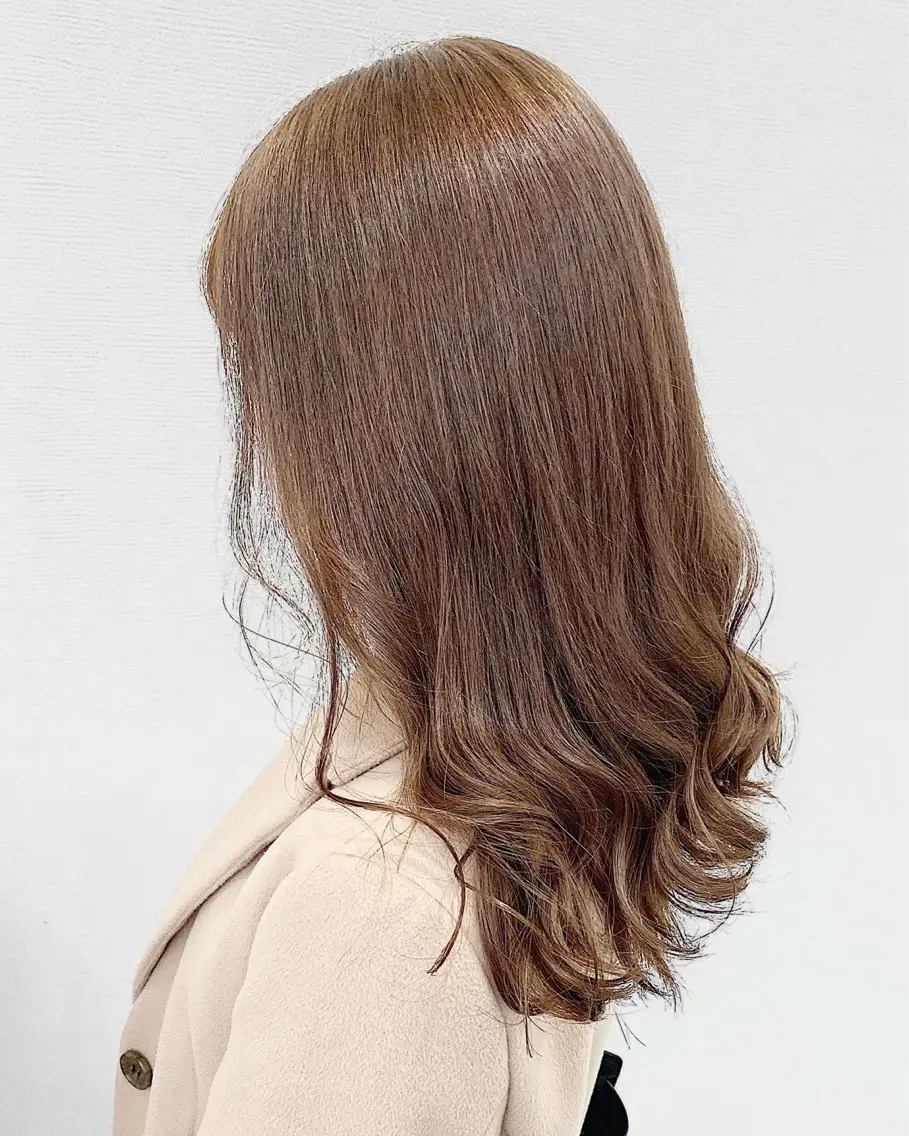 セミロング カラー アッシュ 透明感カラー グレージュ 【毎朝セット3分】 メンズパーマ　真人のヘアスタイル
