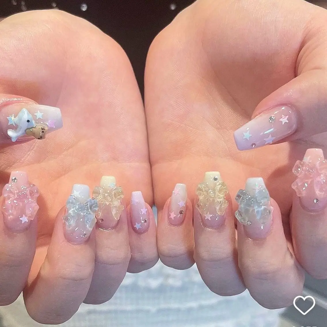 ネイル アートネイル オーロラネイル フレンチネイル ジェルネイル グラデーション Sora nail 長さ出し専門店のネイルデザイン