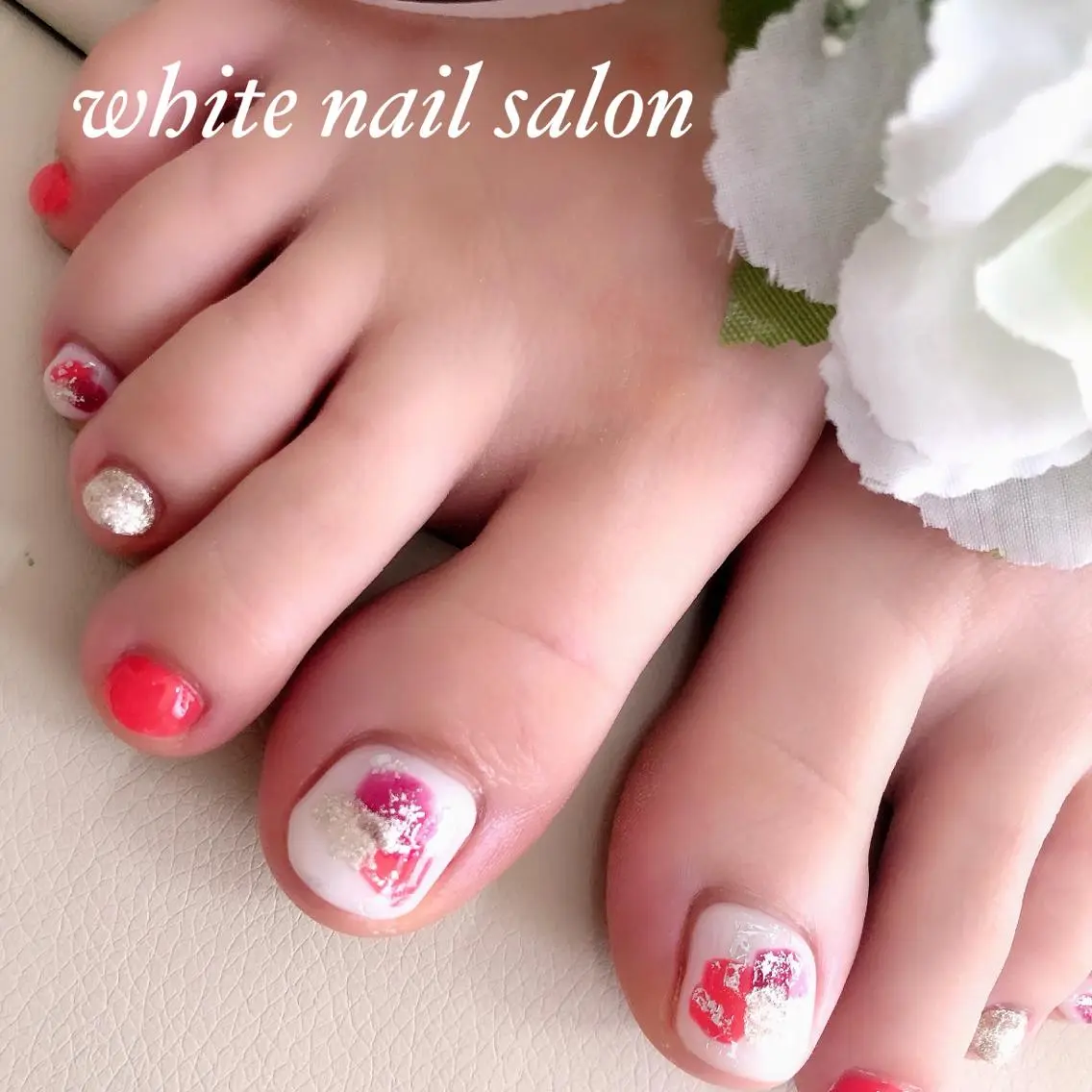 ネイル アートネイル フレンチネイル ジェルネイル ハードジェル 持ち込み フットネイル white nail salonのネイルデザイン