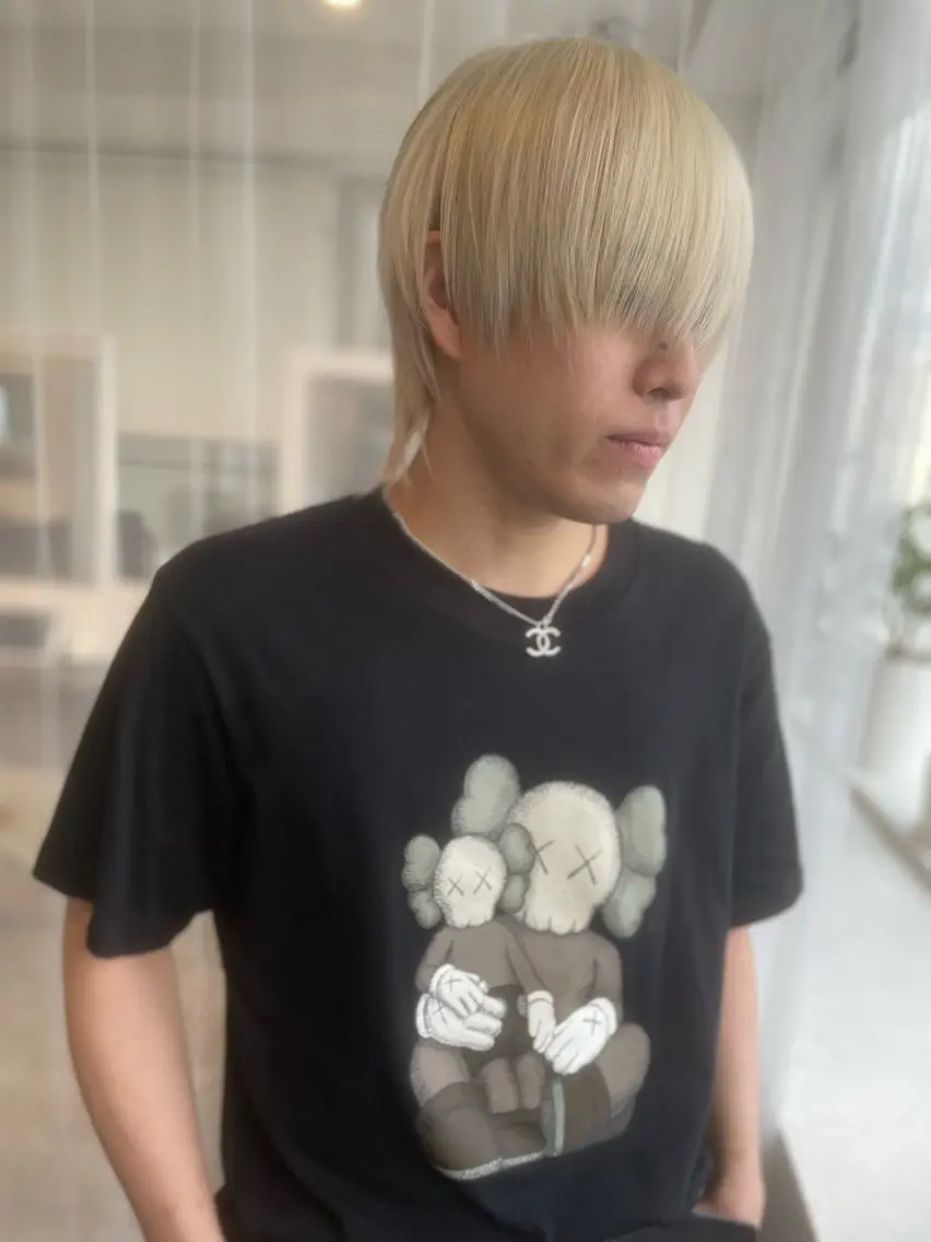 ショート カラー メンズ メンズブリーチ ブリーチ 抜きっぱなしブロンド ヘアカラー 京都美容師 塩のヘアスタイル