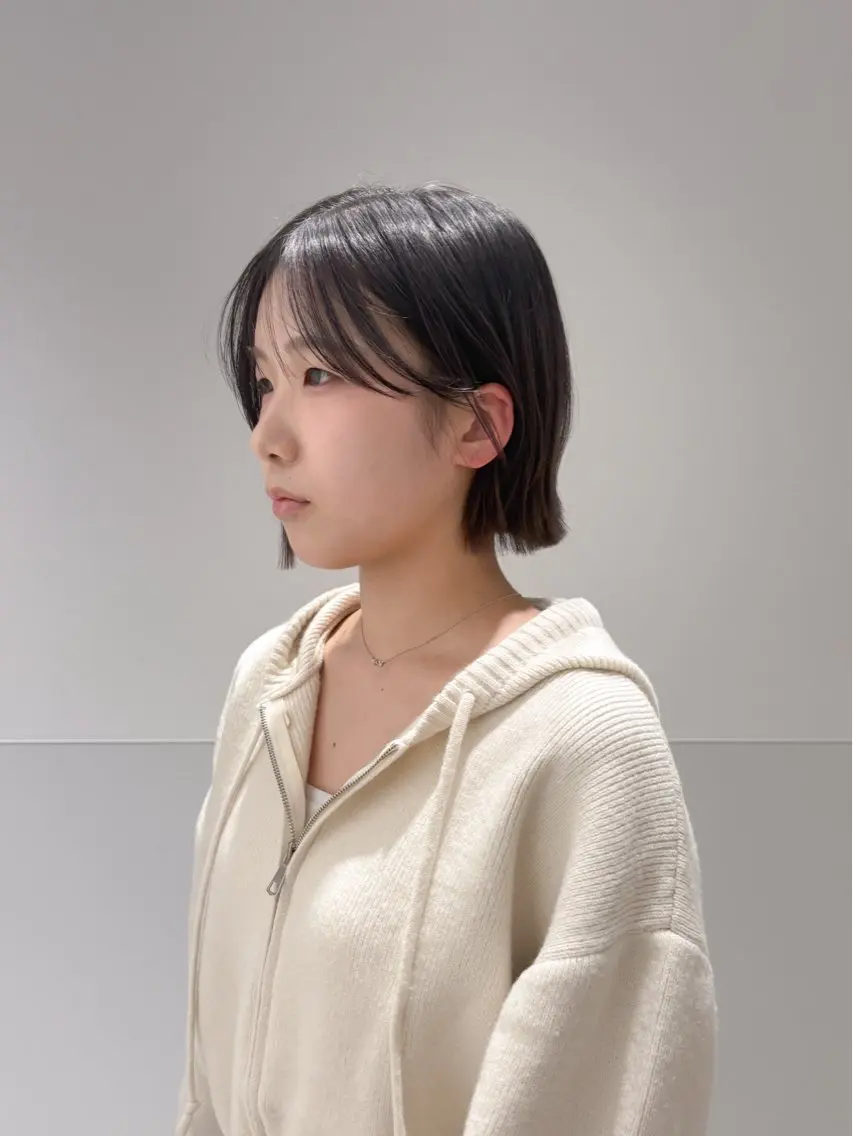 ショート カラー パーマ ヘアアレンジ メンズ 切りっぱなしヘアボブ ミディアムヘアRYOのヘアスタイル