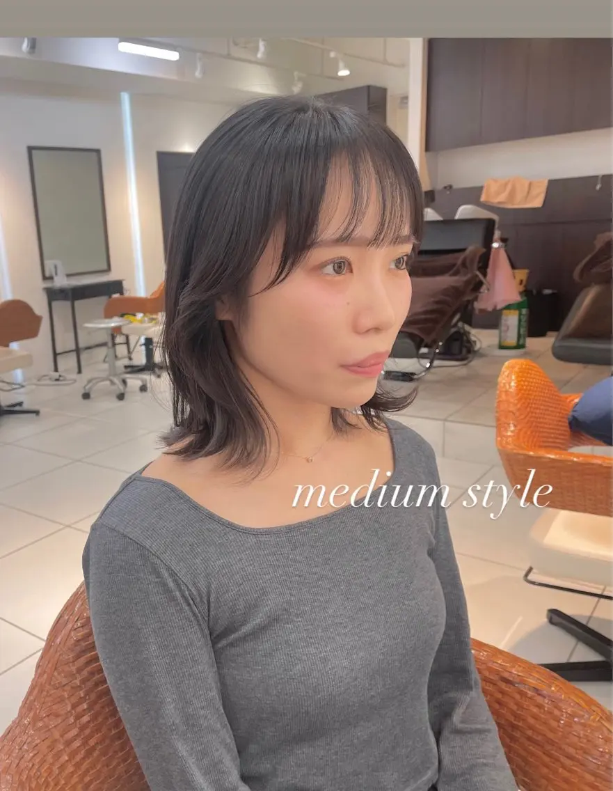 ミディアム くびれヘア カット トリートメント ヘアセット ♡レイヤーボブ パーマ/うらら♡のヘアスタイル