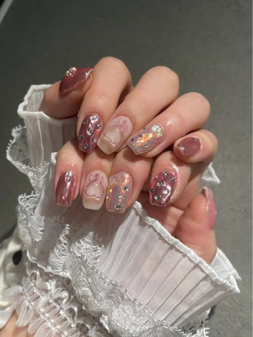 ネイル I-nailロング /ワンホン/キラキラのネイルデザイン