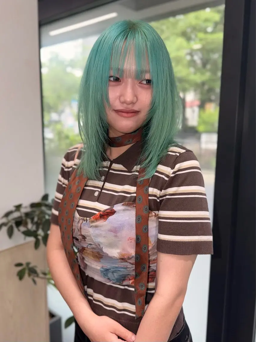ミディアム カラー ヘアカラー 岡山ハイトーン・ ルーツカラー/こもものヘアスタイル