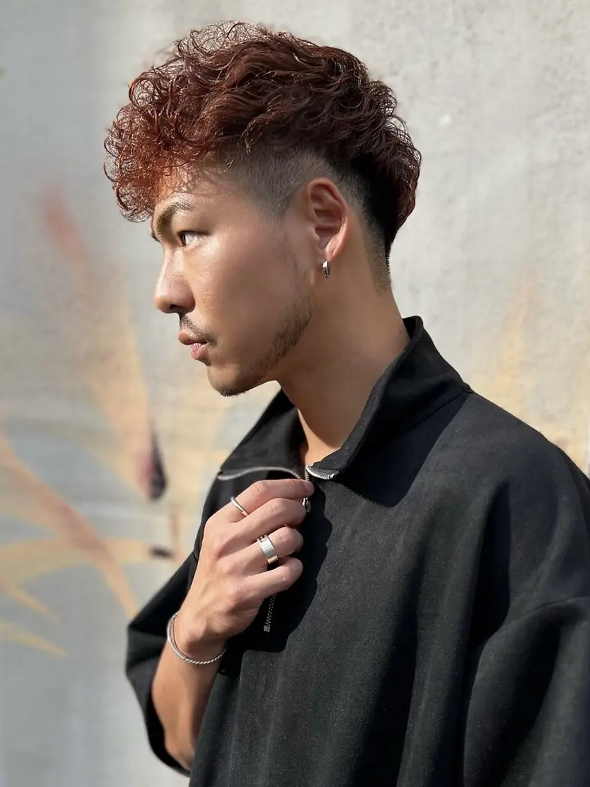 パーマ メンズ ビジネス フェードカット メンズパーマ プードルパーマ 刈り上げ Te'Da/ メンズカット/みなみのヘアスタイル