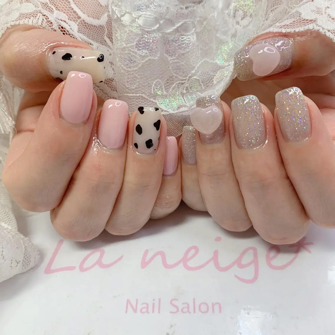 ネイル ハート ハンドネイル La neige* yuki 🐩🌙のネイルデザイン