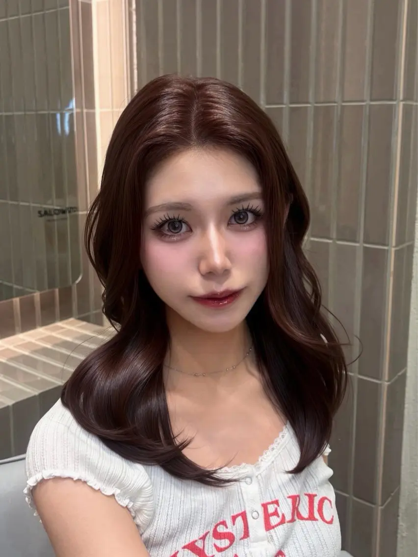セミロング カラー くびれヘア 渡海 みのりのヘアスタイル