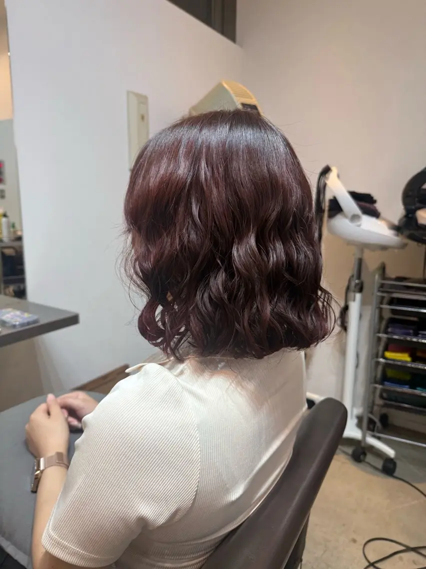 ミディアム カット ヘアカラー パーマ トリートメント 🌿朝5分でお洒落 パーマスタイル🌿のヘアスタイル