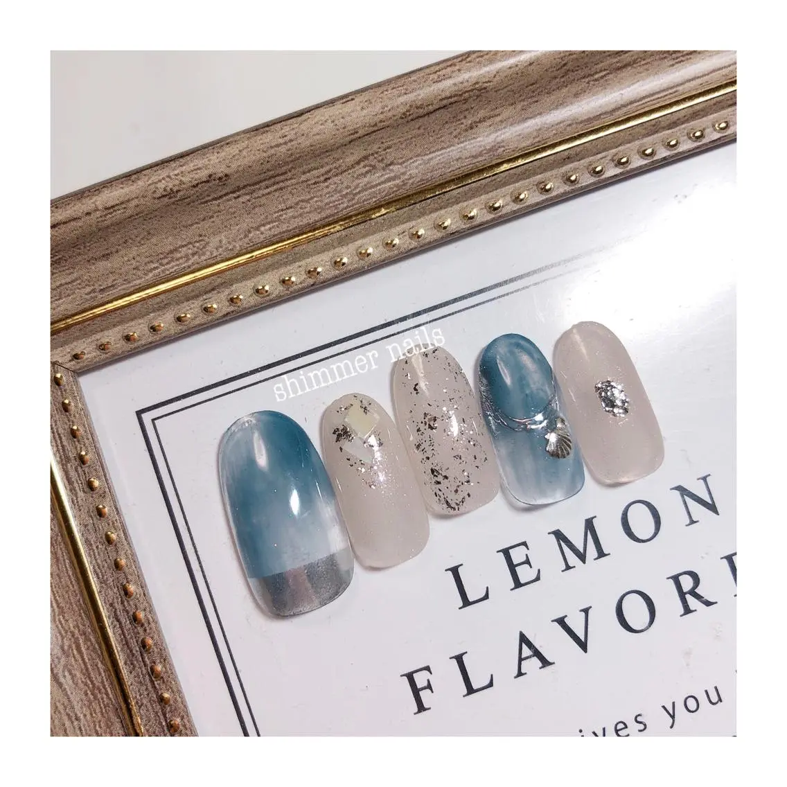 ネイル ブルー shimmer nailsのネイルデザイン