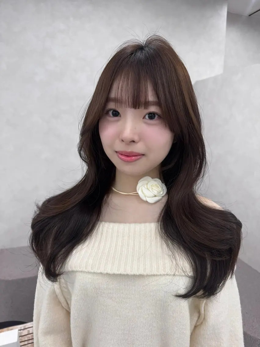 セミロング カラー ブリーチ ブラウンカラー 透明感カラー ダブルカラー 韓国風カラー 韓国ヘア特化🇰🇷 心斎橋【ユリカ】のヘアスタイル