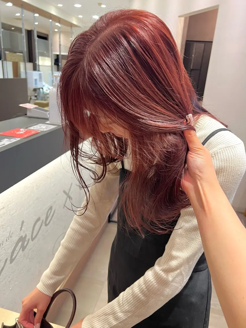 セミロング カラー ピンクカラー 🎀🕊RION 🩰のヘアスタイル