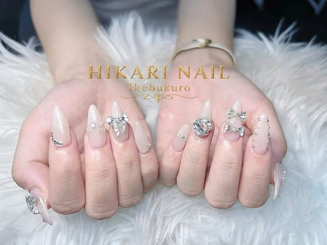 ネイル チークネイル 長さ出し フレンチネイル ガーリー ハロウィン ハンドネイル HikariNail Ikebukuroのネイルデザイン