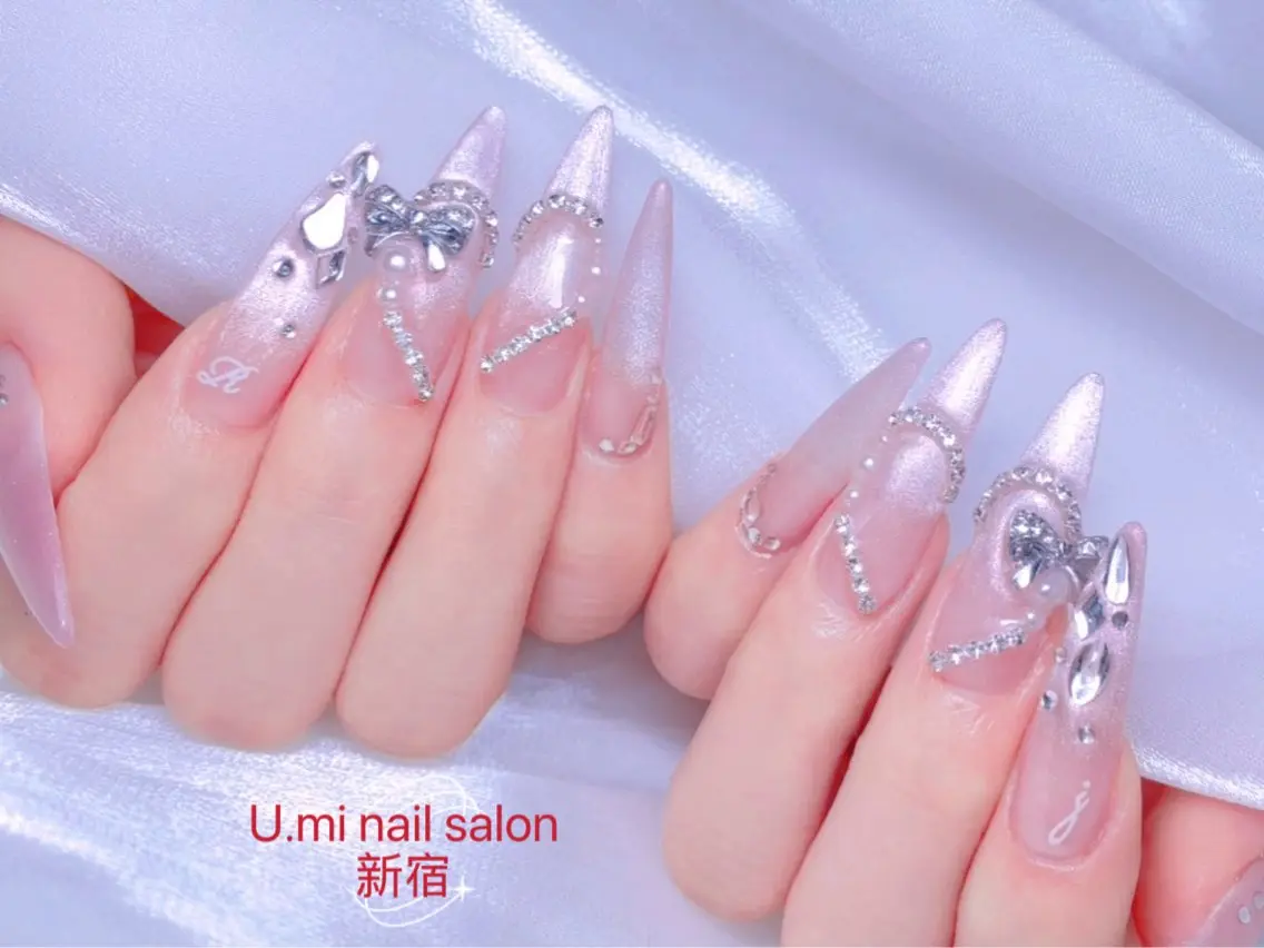 ネイル ボルドー チークネイル 長さ出し フレンチネイル ジェルネイル UMI ネイルサロン新宿🎀のネイルデザイン