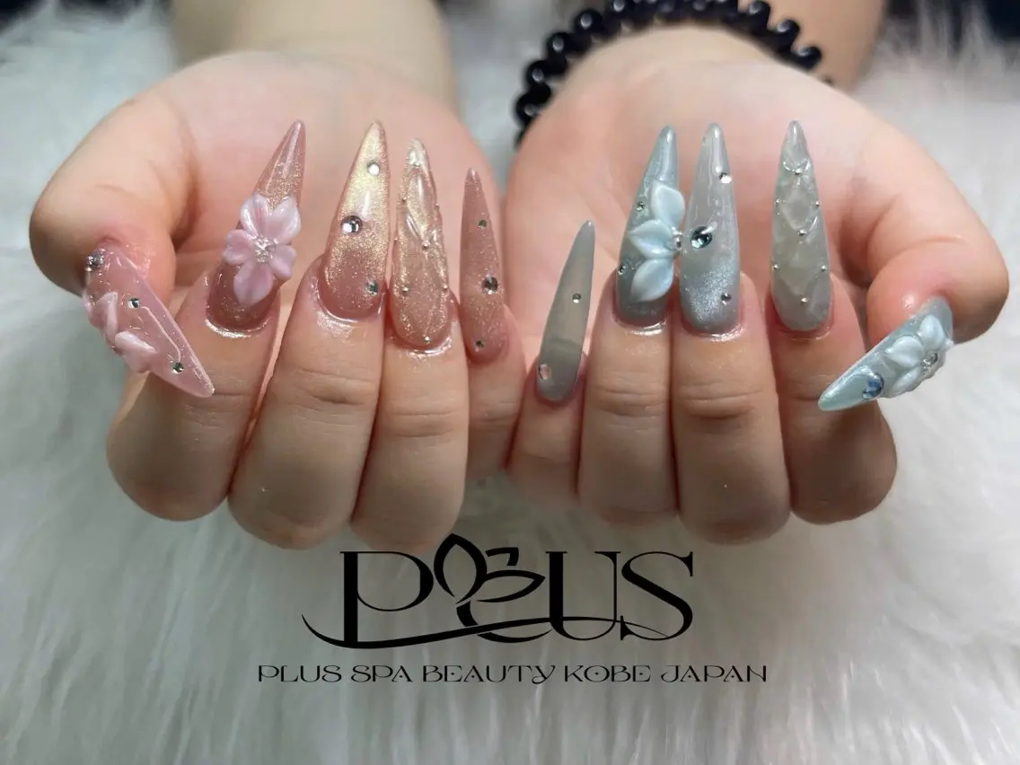 ネイル アートネイル フレンチネイル ジェルネイル ガラスフレンチ 韓国ネイル ハンドネイル PLUSSPA ANHのネイルデザイン