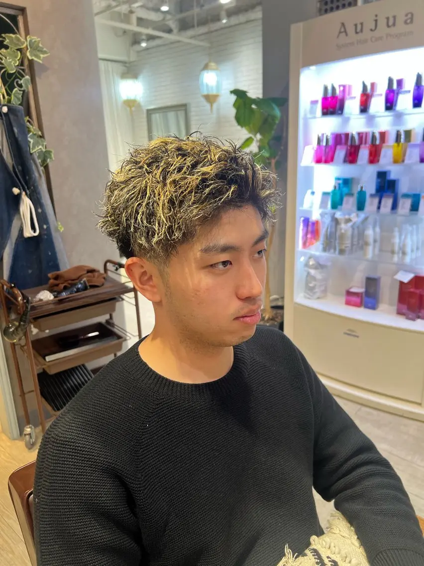 【メンズ限定】骨格矯正カット＋パーマ＋ハイライト💫補足設定ありの写真