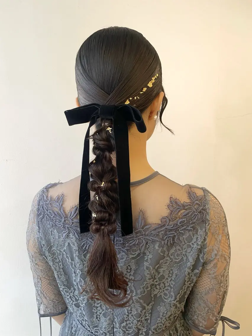 ロング ヘアアレンジ 結婚式・ブライダル ヘアセット ✨透明感ケアカラー✨ 長野ゆきなのヘアスタイル