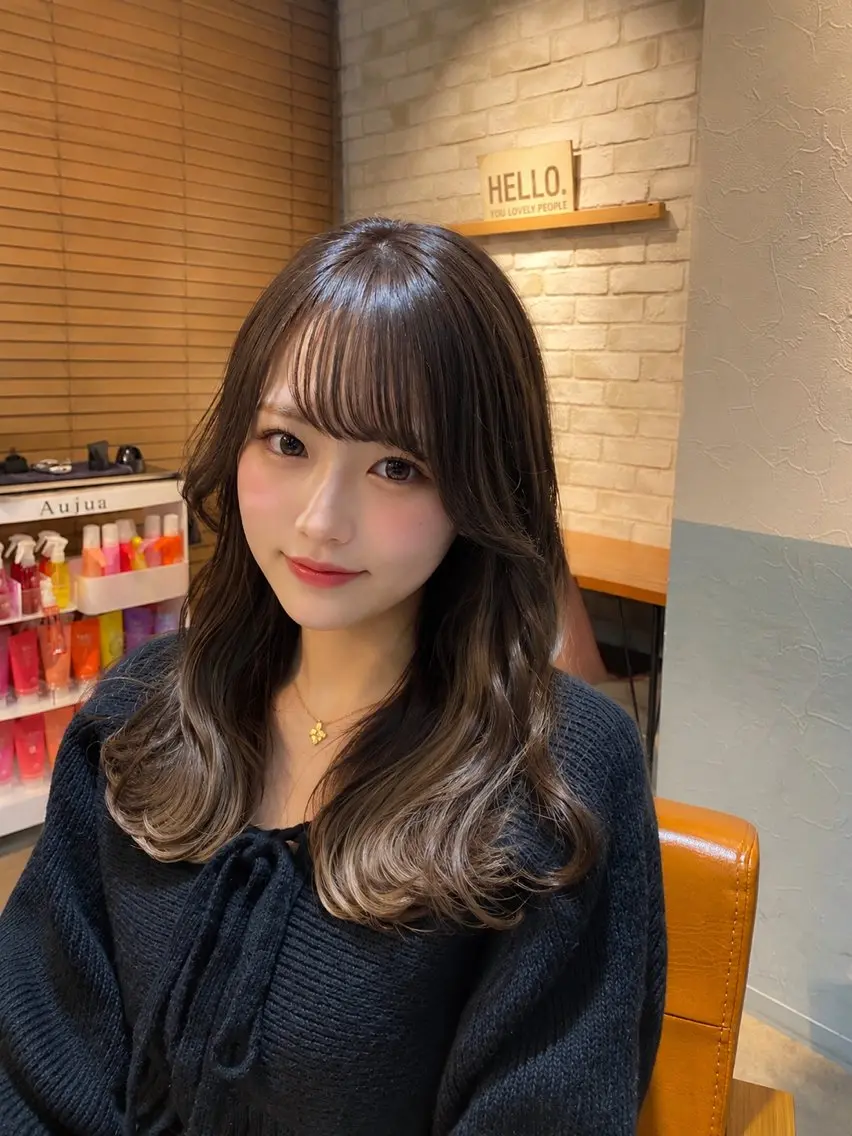 人気No.1⃣💛ᩚカット➕透明感カラー➕Aujua❸stepトリートメント10500円【レイヤーカット/髪質改善】の写真