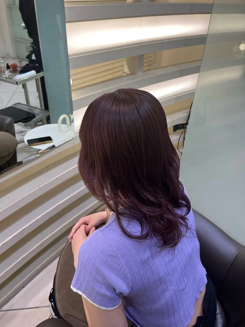 カラー ブリーチ ブリーチなしカラー ヘアカラー レイヤーボブ/ 縮毛矯正/チホリのヘアスタイル