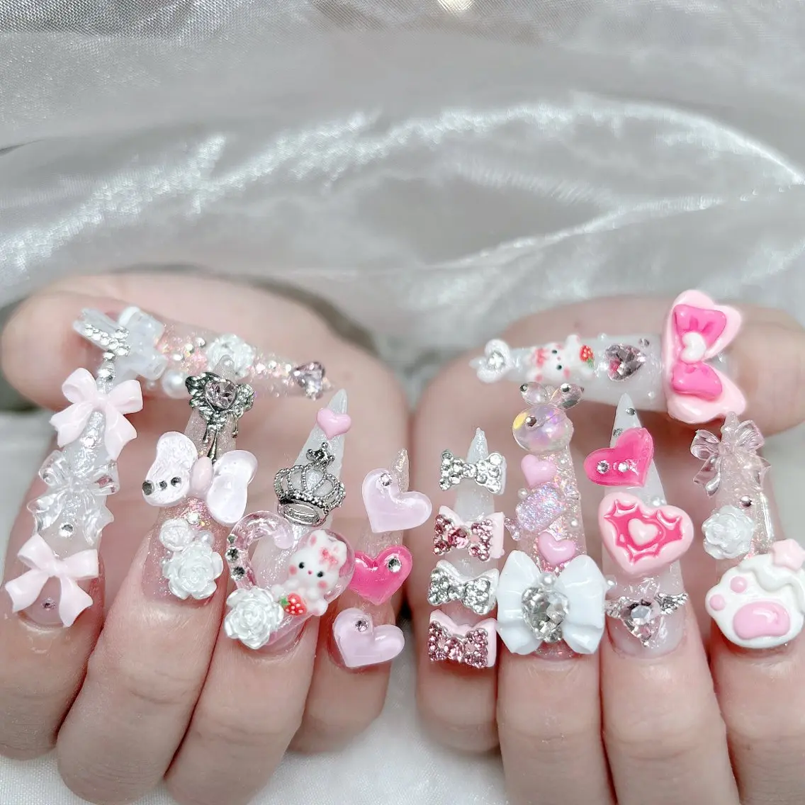 ネイル 成人式 ジェルネイル ロングネイル マグネットネイル ミディアムネイル ハンドネイル MoMoA Nail ネイル長さ出し専門店のネイルデザイン