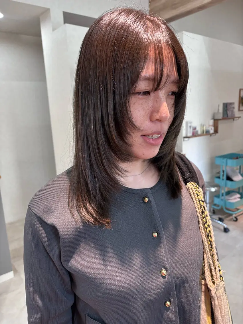 ミディアム カラー カット ヘアカラー トリートメント en,ボブ/レイヤー パーマ/透明感カラーのヘアスタイル