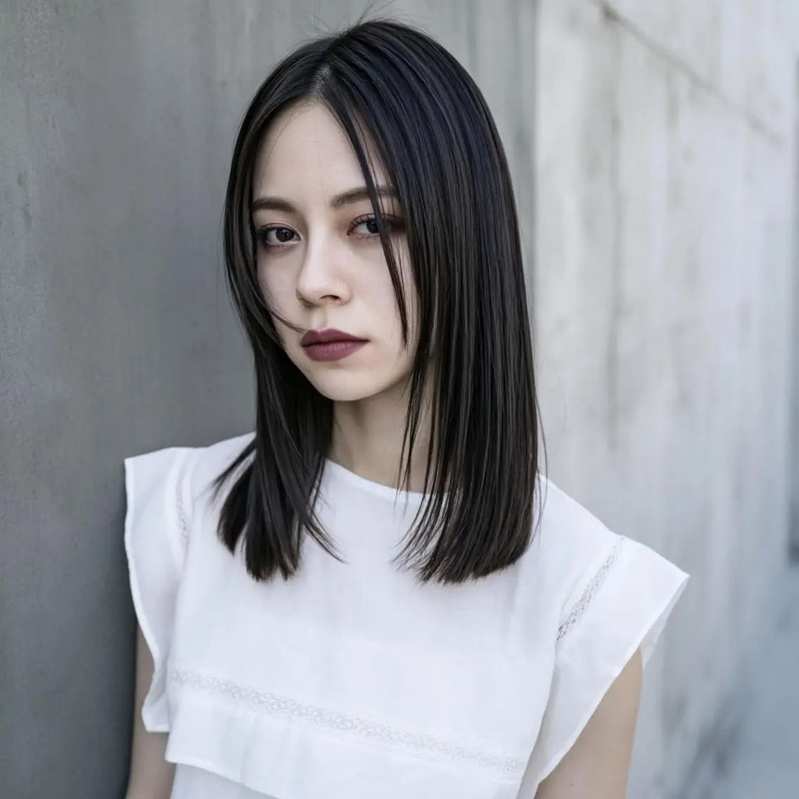 ミディアム 縮毛矯正 ハイトーン/表参道 ミウのヘアスタイル