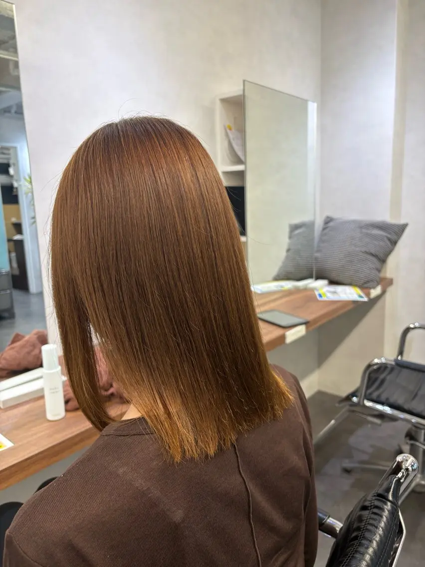 ミディアム 縮毛矯正募集🔥 西梅田/六角一咲のヘアスタイル