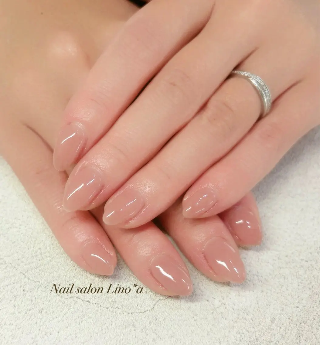 ネイル 長さ出し ジェルネイル 氷ネイル・うるうるネイル オフィスネイル ワンカラーネイル ハンドネイル Nail salon Lino*aのネイルデザイン
