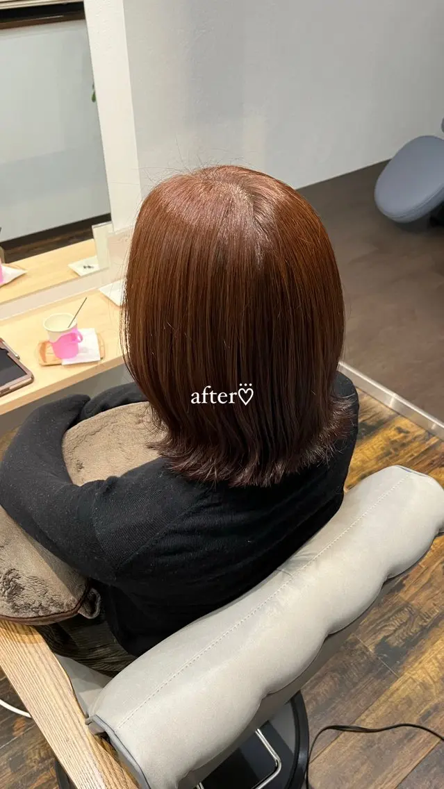 ミディアム カラー ヘアカラー トリートメント MAHIRU🤍 艶髪・ストレート🫧のヘアスタイル