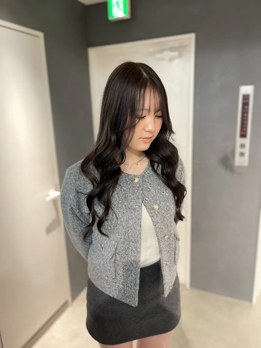 ロング カラー 顔周りカット 韓国風ヘア カット ヘアカラー トリートメント 縮毛矯正/ 艶髪/NENEのヘアスタイル
