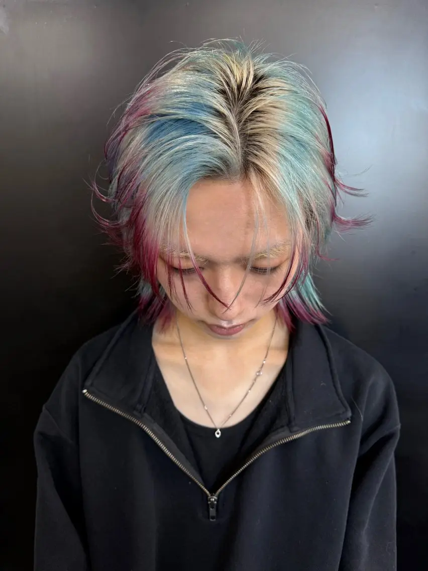 ミディアム カラー パーマ メンズ ヘアセット 🔥最強メンズ特化/ パーマの達人🔥風見のヘアスタイル