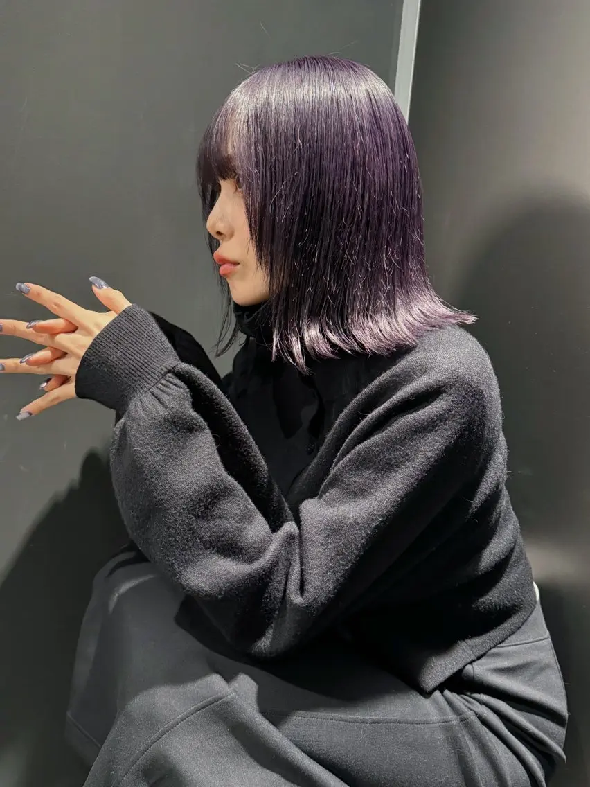ミディアム カラー ブリーチ パープルカラー バイオレットカラー 砂川 航のヘアスタイル