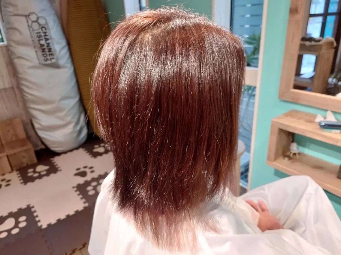 ミディアム カラー 髪質改善 縮毛矯正 トリートメント カット トリートメント 伊藤 新のヘアスタイル
