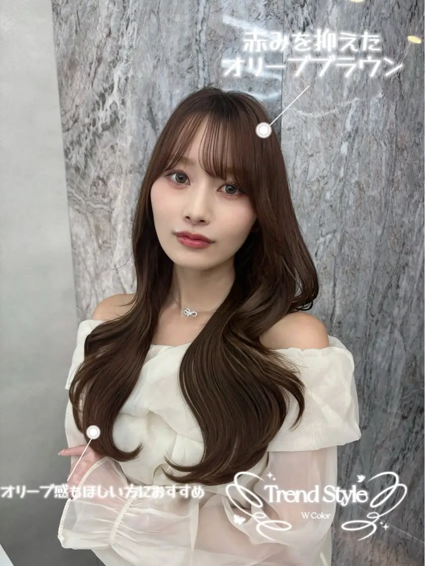 ロング カラー ブラウンカラー オリーブブラウン ヘアカラー トリートメント 🍑ももか🍑透明感 カラー/赤羽🦋のヘアスタイル