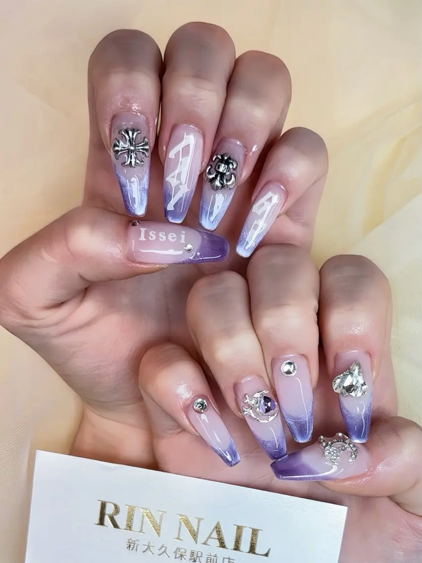 ネイル アートネイル 長さ出し ガーリー 韓国ネイル 持ち込み Rin Nail 新大久保店のネイルデザイン