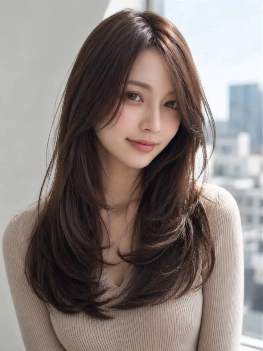 ロング カラー ヘアカラー 韓国×艶ハイトーンが かわいい✨️リオ🍒のヘアスタイル