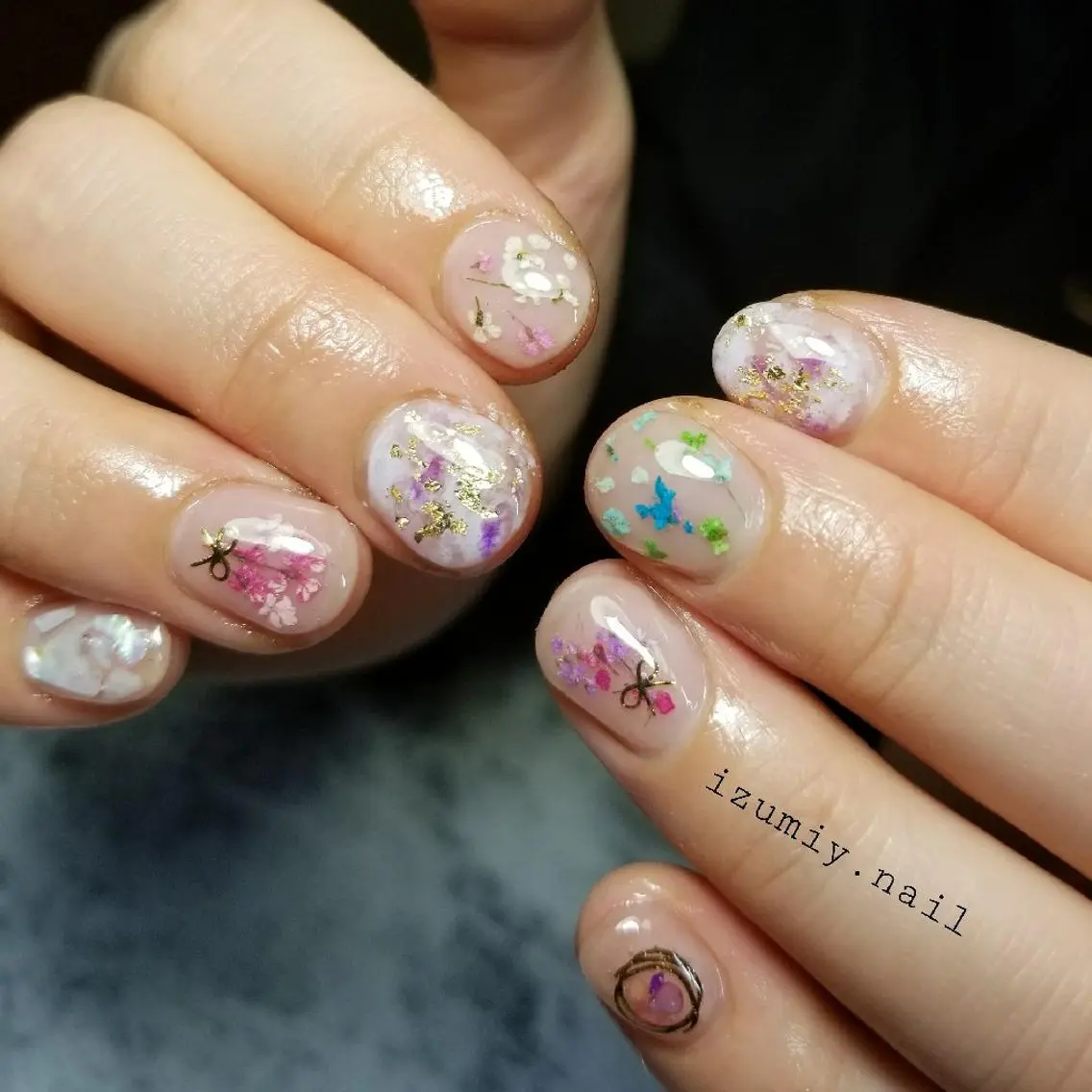 ネイル フラワーネイル ニュアンスネイル izumiynail いずみのネイルデザイン
