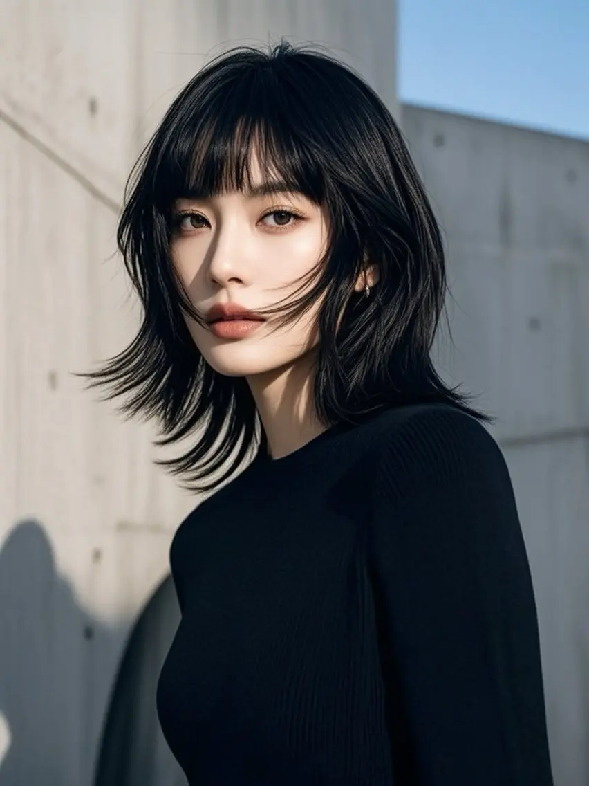 ミディアム ショートボブ ミディアムレイヤー ミディアムパーマ アッシュ ボブ カット ヘアカラー トリートメント ウルフカット 811 大阪梅田 ウルフのヘアスタイル