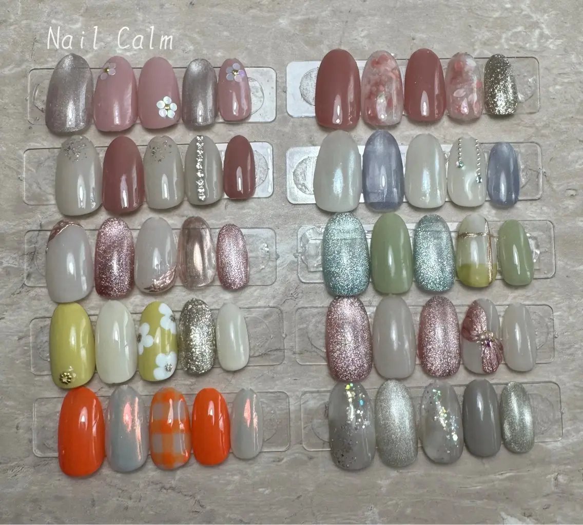 ネイル シンプルネイル 春ネイル ハンドネイル プライベートサロン Calmのネイルデザイン