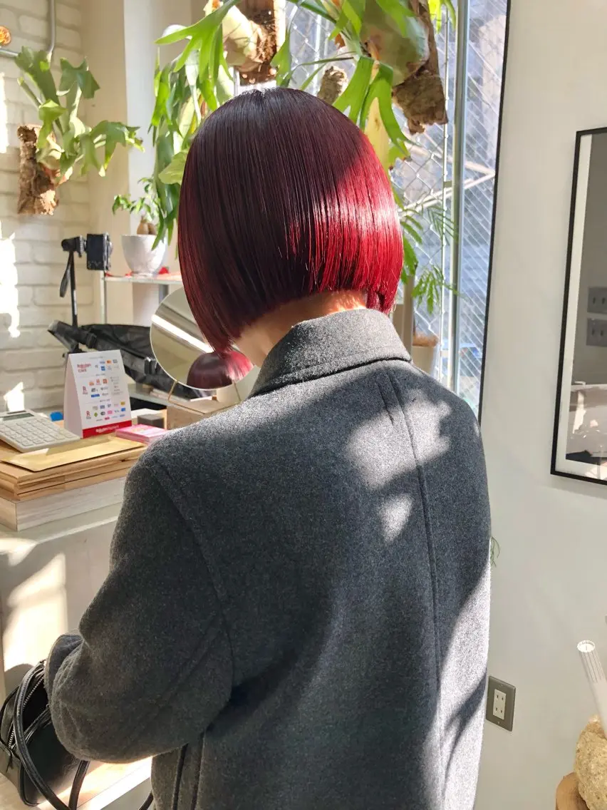 ショート カラー ブリーチ ブリーチなしカラー カット ヘアカラー トリートメント カノン/透明感カラー /酸性ストレートのヘアスタイル