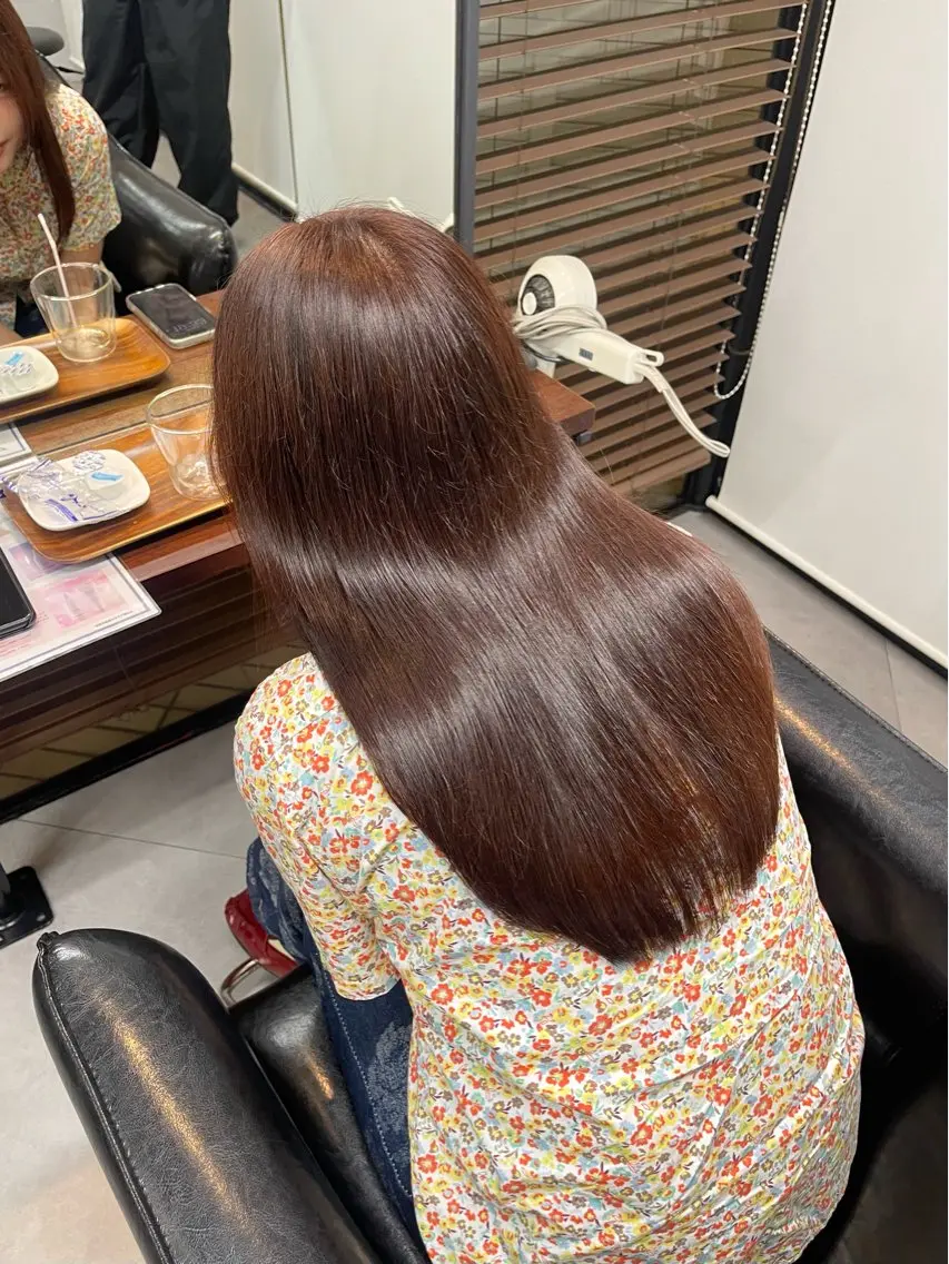 カラー オレンジ ヘアカラー 猪熊 花恋のヘアスタイル