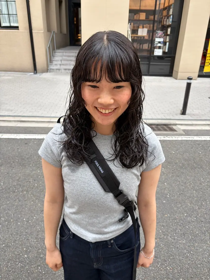 ミディアム ミディアムパーマ rinka enu河原町のヘアスタイル