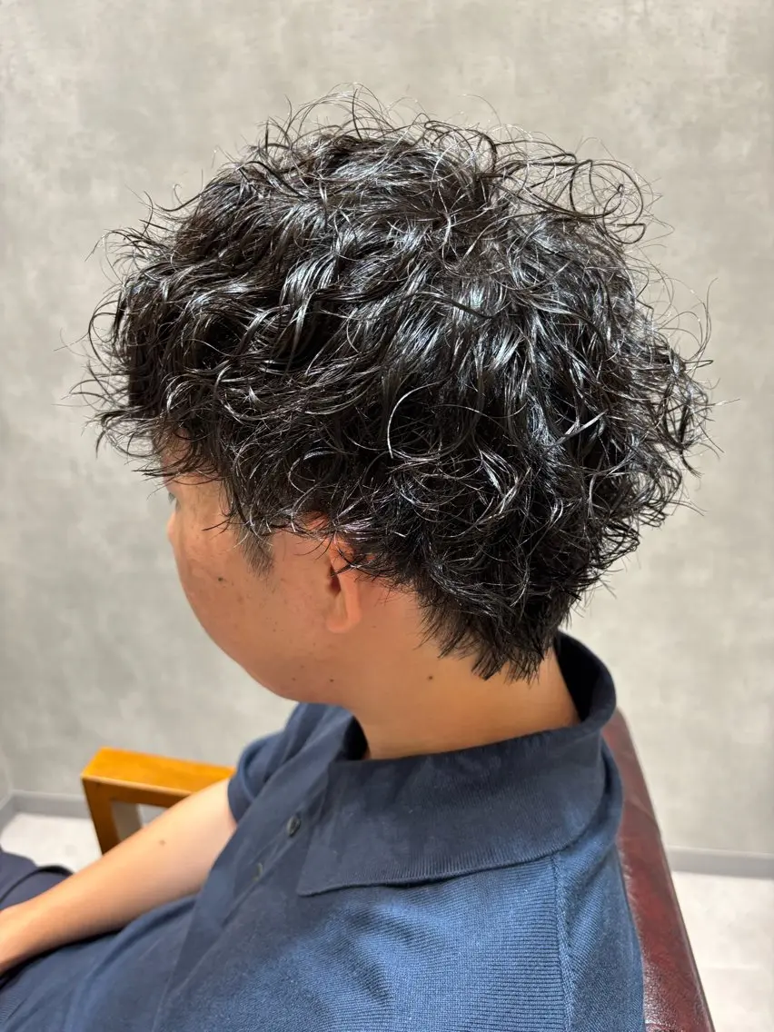 ショート パーマ メンズ マッシュ メンズパーマ ツイストスパイラルパーマ 波巻きパーマ スパイラルパーマ カット パーマ 宮嶋 勇輔のヘアスタイル