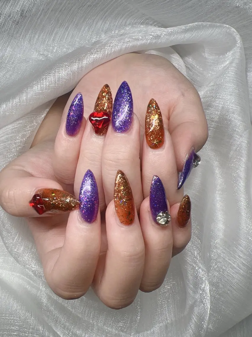 ネイル 長さ出し グラデーション キラキラネイル マグネットネイル ニュアンスネイル Lee Nails チップ長さだし専門店のネイルデザイン