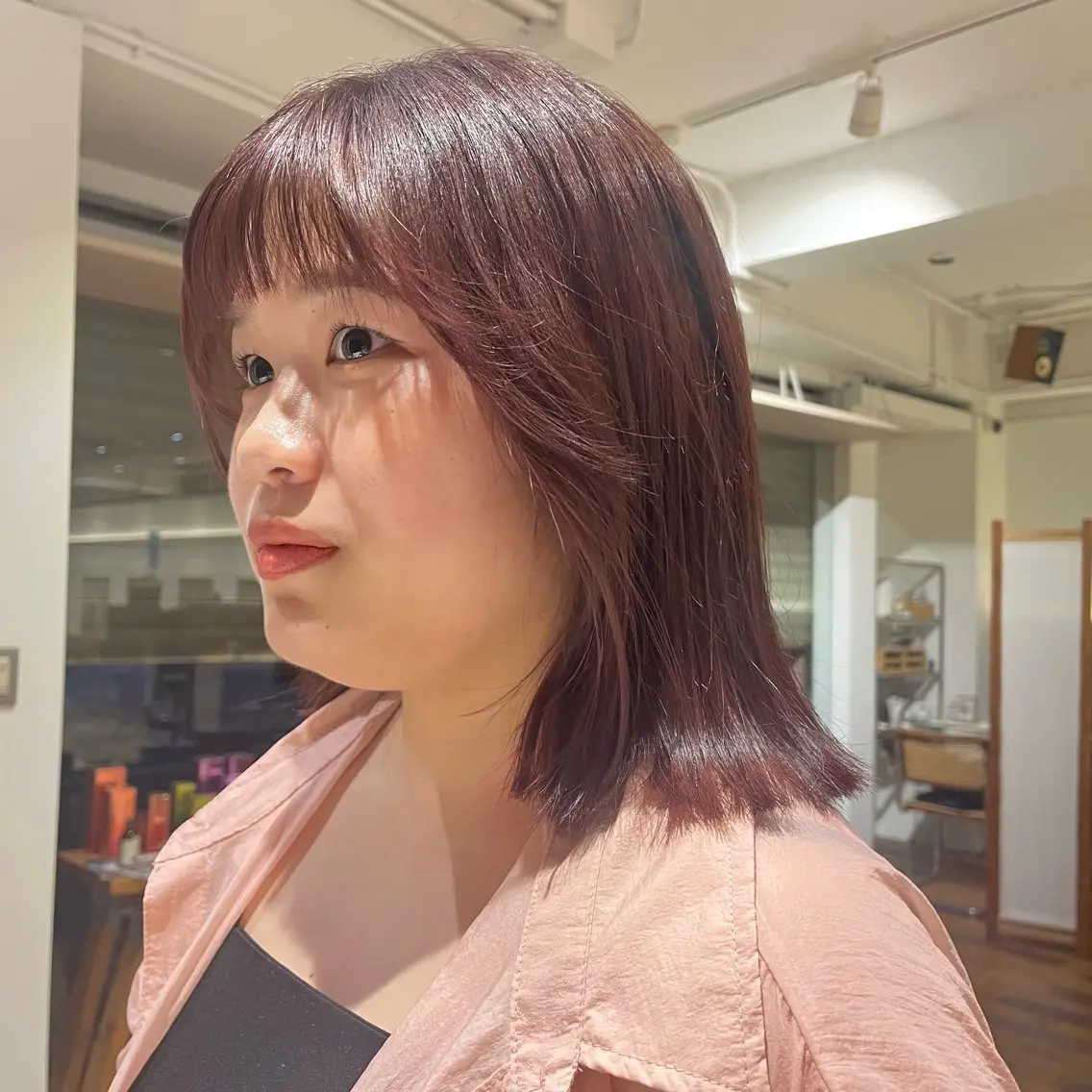 ミディアム カラー ボブ 韓国風ヘア 外ハネヘア リナ✮レイヤーカット モデル様✮募集中のヘアスタイル