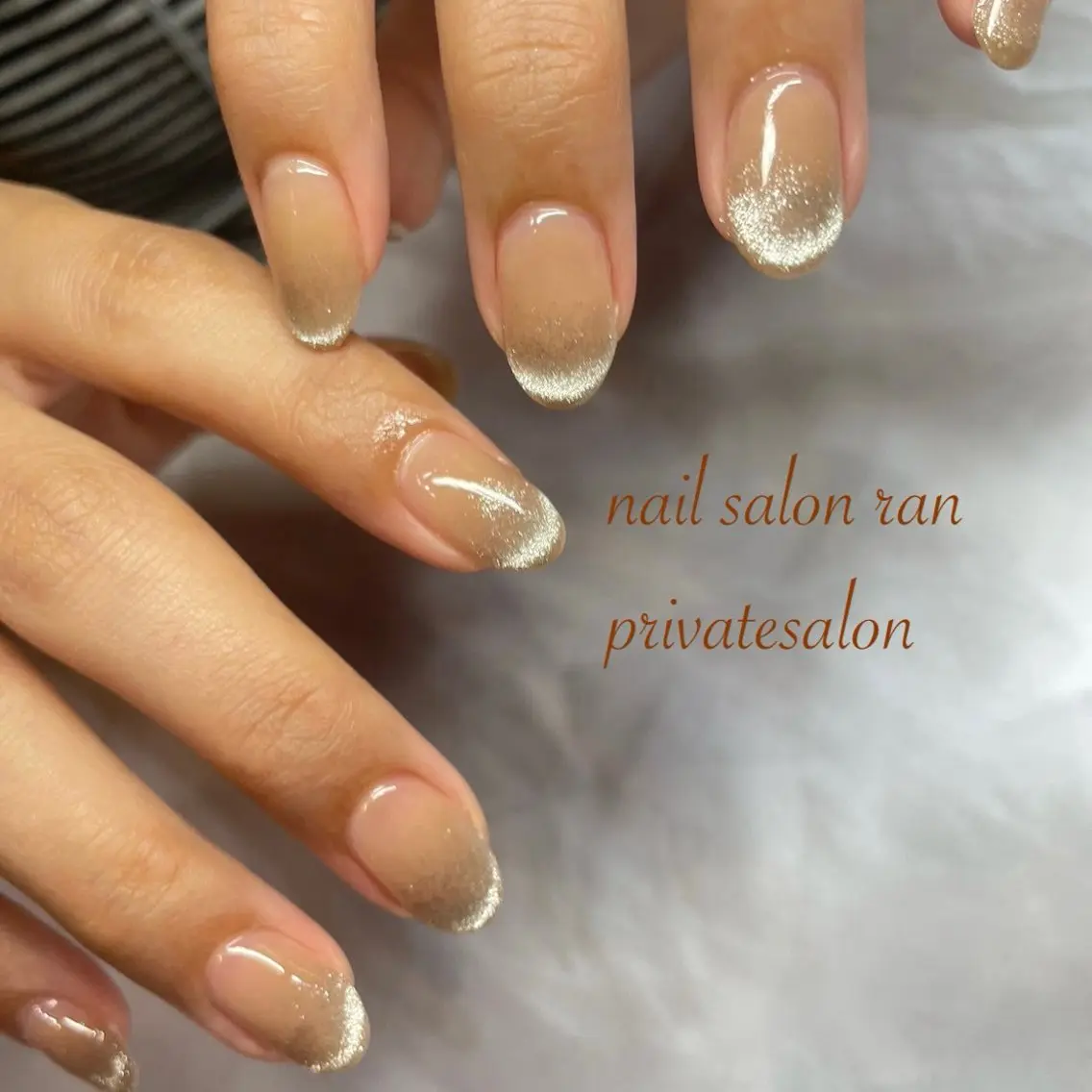 ネイル フレンチネイル マグネットネイル マグネットフレンチ ハンドネイル ハンドケア nailsalon ranのネイルデザイン