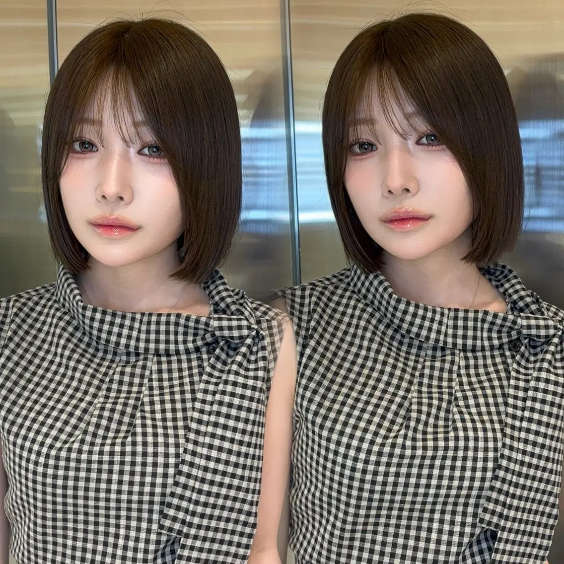 ミディアム カラー ヘアアレンジ ベージュカラー 透明感カラー ボブ 韓国風ヘア ワンホンヘア 韓国ヘア/ レイヤー/Rumiのヘアスタイル
