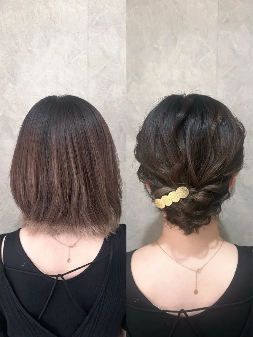 ヘアアレンジ ボブ ヘアセット 垢抜けヘアメイク🫧 JURI🪽のヘアスタイル