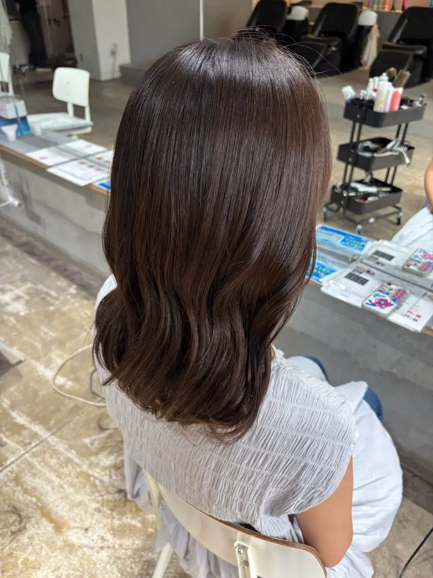 ミディアム カラー アッシュ 透明感カラー オレンジ カット ヘアカラー 玉置七海✨ /透明感/髪質改善のヘアスタイル