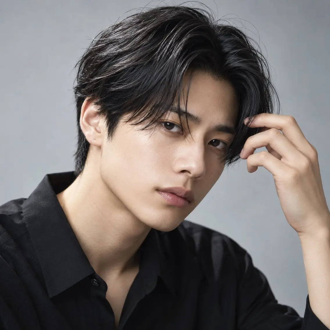 ミディアム パーマ メンズ カット パーマ センターパート支持率 No.1【心斎橋】のヘアスタイル
